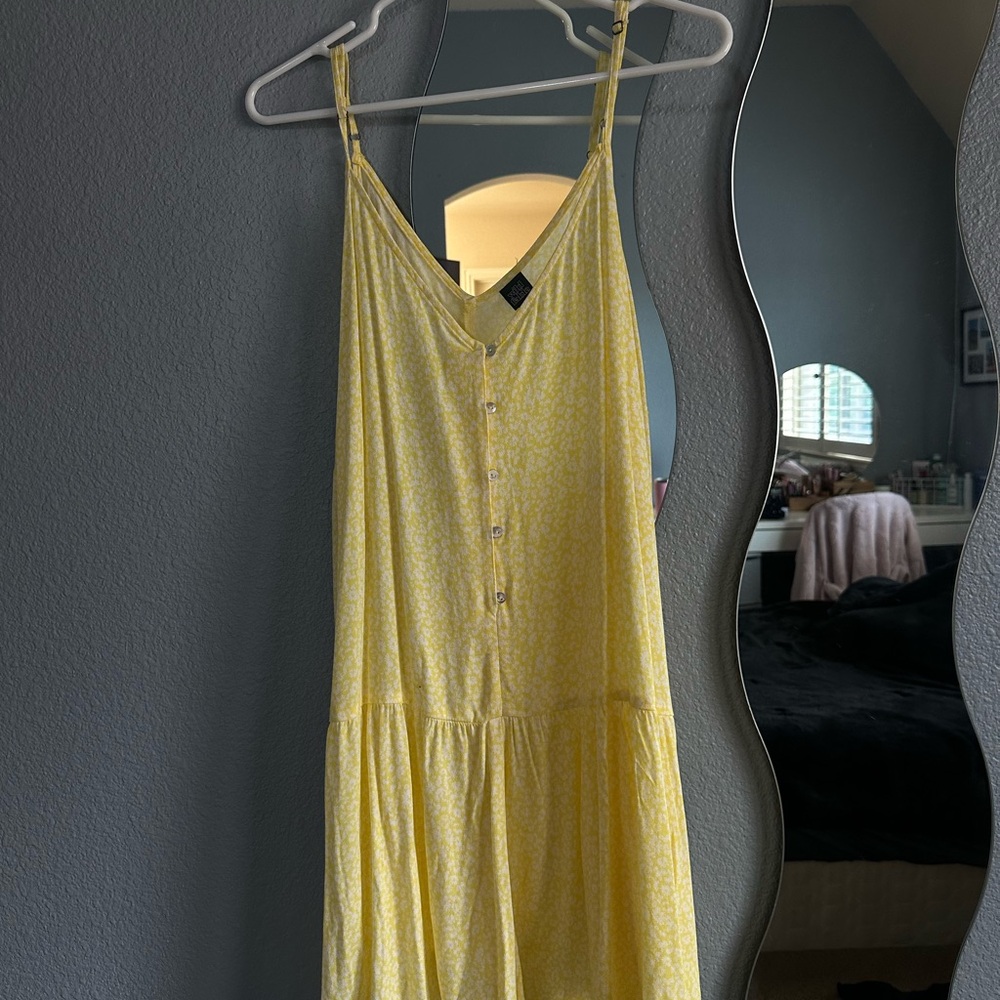 Wild Fable Light Yellow Button-Front Midi Dress